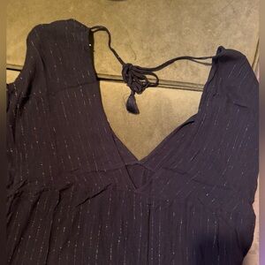 Xhilarations Oversize V-Neck Tunic with Gold Shimmer